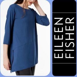 Eileen Fisher Asymmetric Blue Top Size  SP